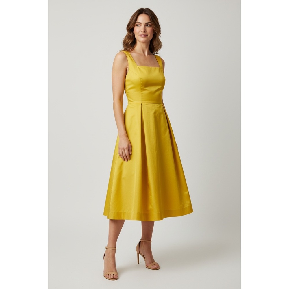 Yellow Sleeveless Fit and Flare Party Cocktail Dress Women's‎ Large